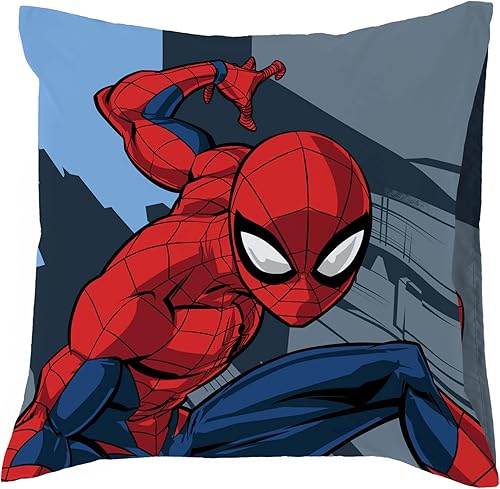 Jay Franco Marvel Spiderman Rues de New York Taie d'oreiller réversibles Enfant 80x80 cm, 100% Coton - Nail Gallerys