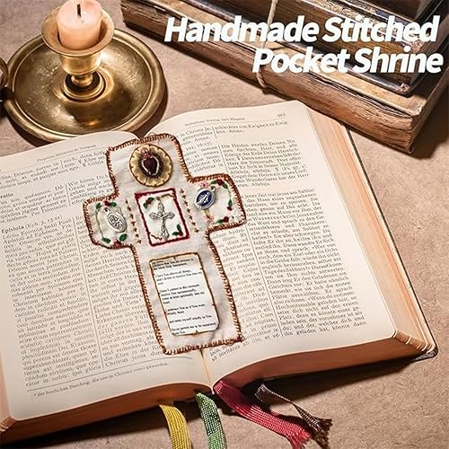 Sanctuaire de poche avec croix argentée incluse à l'intérieur, tissu catholique, mini sanctuaire de poche en croix, sanctuaire de poche fait à la main, croix de poche pour prière, cadeau chrétien pour - Nail Gallerys