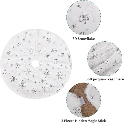 Hileyu Jupe de Sapin de Noël en Fausse Fourrure Blanche Jupe de Sapin de Noël étoile Jupe de Sapin de Noël Couverture de Base pour Les Vacances Décorations de Noël à la Maison 40cm/15.75in (argenté) - Nail Gallerys
