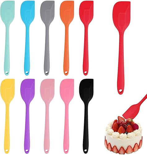 FIHODONE Lot de 10 spatules en silicone multicolores de 21 cm, spatules en silicone 230 °C, résistantes à la chaleur, accessoires de cuisson, spatules de cuisine pour la cuisine et la pâtisserie - Nail Gallerys