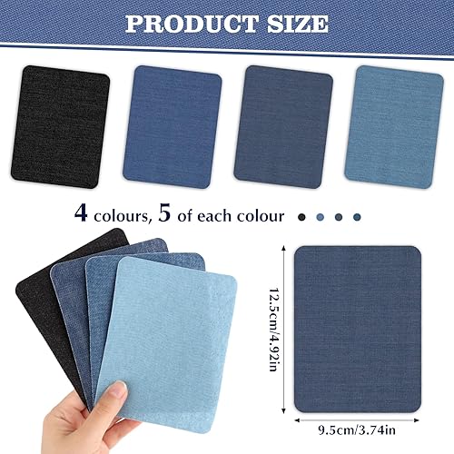 20 Pièces Patchs Jean Thermocollant Denim,Denim Jeans Patchs à Repasser avec accessoires de couture,Tissu Thermocollant Pour Décoration Réparation Jeans,vestes,Bricolage,Sac à main - Nail Gallerys