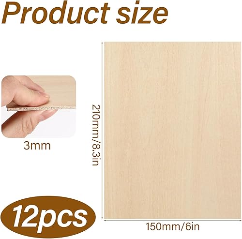 Tapvai 12 Pièces A5 contreplaqué 3mm tilleul,210 x 150 x 3mm contreplaqué multicouche,3mm basswood plywood,Panneau Feuille Découpe Laser,pour l'artisanat, la découpe du bois, le modélisme - Nail Gallerys