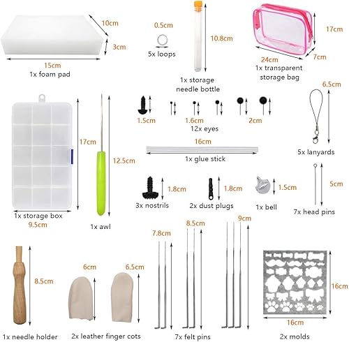 EQLEF Feutrage de Laine Kit, 36 Couleurs de Laine pour Feutrage à l'aiguille Kit de Démarrage 50 Pièces Outils en Feutre de Laine pour Bricolage à l'aiguille (87 Pièces) - Nail Gallerys