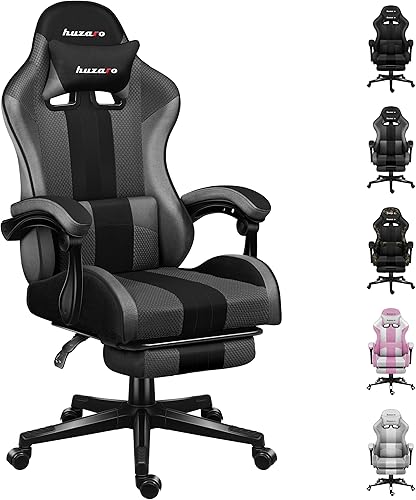 huzaro Force 4.7 Chaise Gamer Ergonomique | Charge maximale 140kg | Double Inclinaison | Accoudoirs | Coussin Lombaire | Tissu Huge Mesh | Repose-Pieds | Camo - Nail Gallerys