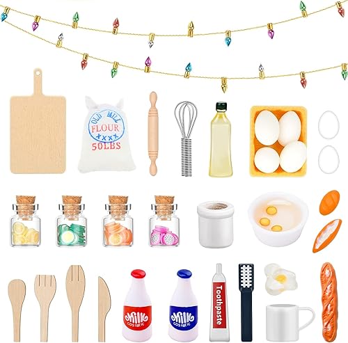Kit Porte Lutin Farceur de Noel,32 Pièces Lutin De Noël Accessoires,Accessoires Lutin Farceur,Accessoires de Cuisine de Noël Miniature,pour Maison Garden Party Decor Bureau Décoration - Nail Gallerys