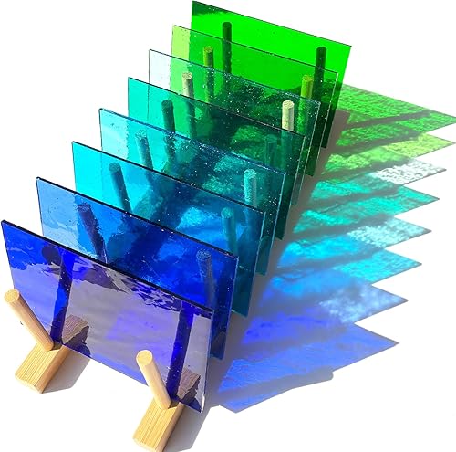 LITMIND Lot de 16 feuilles de verre vitrail transparent de 10,2 x 15,2 cm pour travaux manuels, couleurs assorties pour projets de fabrication de vitraux - Nail Gallerys