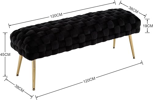 Ya-Home Banquette en Velours Banc Entrée Bout de Lit avec Pieds en Métal Doré Banc Ottoman pour Chambre Salon, Vert - Nail Gallerys