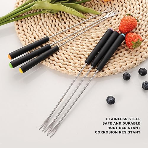 Fourchettes à Fondue en Acier Inoxydable 6 Pièces | Fourchettes Longues à Codage Couleur pour Gâteau, Chocolat, Fruits, Fondue au Fromage - Nail Gallerys