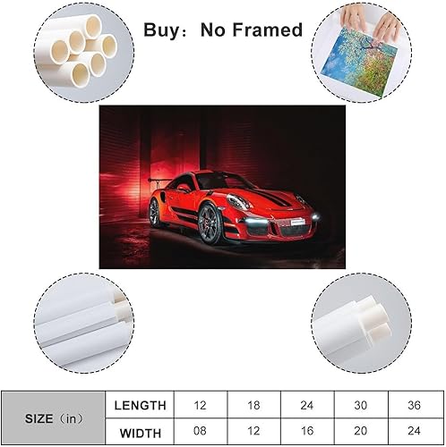 Poster de voiture de sport pour Porsche 911 GT3 RS Super Car Peinture décorative sur toile murale et art pour chambre à coucher familiale, 50 x 75 cm - Nail Gallerys