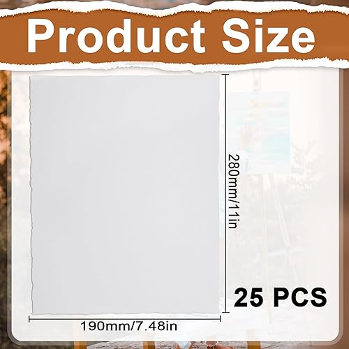 Mumjooyi 25 Pcs Papier Aquarelle 300g Coton Papier Fait Main Papier Vierge Blanc Fabriqué À La Main pour Invitations Dessin Croquis Écriture 28 x 19 cm - Nail Gallerys