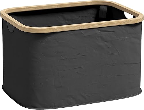 HOMCOM Panier à linge pliable 36 L corbeille linge sale avec poignées rainurées, bac à linge pour salle de bain, chambre à coucher, buanderie, noir - Nail Gallerys