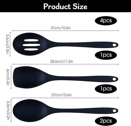 Ustensiles De Cuisine en Silicone, 4 Pièces Cuillères à Mélanger, Spatules et Palettes en Silicone Antiadhésifs pour Pâtisserie (27,5 cm) - Nail Gallerys