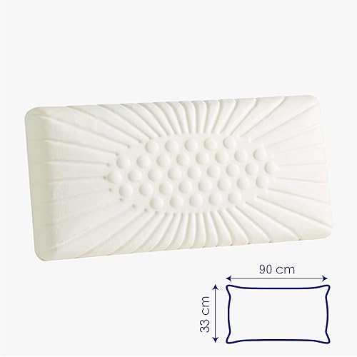 BIONATURE Oreiller viscoélastique 100 % pur, extra haut avec perforations, idéal pour grand volume corporel, 90 x 33 x 18 cm - Nail Gallerys