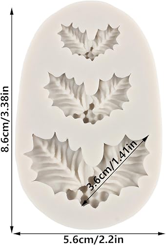 MINFEIDMS Moule en silicone en forme de feuilles de houx de Noël pour décoration de gâteaux, chocolat, bonbons, sucre, pâte à sucre, pâte polymère - Nail Gallerys