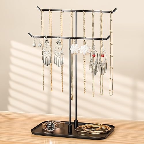 Josmimic Présentoir à bijoux pour colliers et bracelets, Porte Bijou en métal, cadeau pour femme, idéal pour la maison, la chambre à coucher ou la coiffeuse, doré - Nail Gallerys