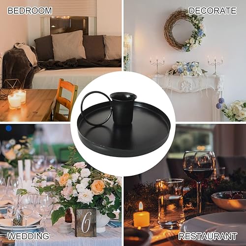 KLOP256 Lot de 2 bougeoirs rétro en métal, bougeoirs coniques à tête unique, noir - Nail Gallerys