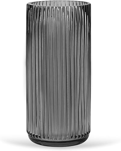 Anquephd Vase cylindrique vert - Design moderne pour arrangements floraux - Vase de sol en verre - Décoration verticale parfaite - Vase de fleurs de qualité supérieure (vert, 19,5 cm) - Nail Gallerys