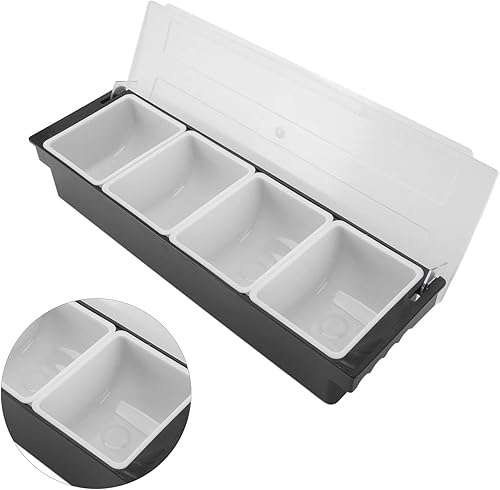 Aramox Condiment Caddy Plastique Couvercle Transparent Design Détachable Bar Multifonction Fruits Caddy Garniture Réfrigérée Bar Caddy Compartiment Plateau avec Couvercle (6 - Nail Gallerys