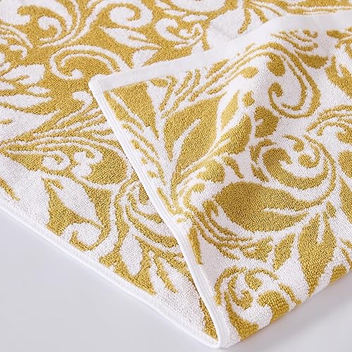 Amrapur Modern Threads Lot de 6 Serviettes Jacquard réversibles en Fil Teint en Fil – Serviettes de Bain, essuie-Mains et débarbouillettes – Super absorbantes et à séchage Rapide – 100% Coton peigné - Nail Gallerys