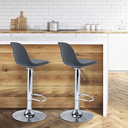 IDMarket - Lot de 2 tabourets de Bar Karl Design Gris - Nail Gallerys