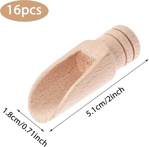 Cuillère à Sel en Bois 16 Pièces Petite Cuillere a Epices Cuillère à Sel de Bain avec Manche Court Mini Cuillère en Bois pour Épices Condiments Sucre Café Thé (5.1cm) - Nail Gallerys