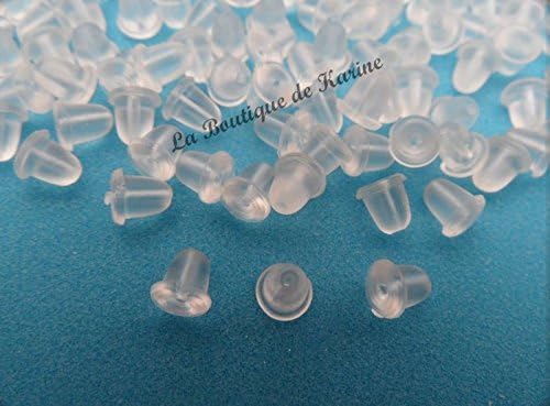 200 FERMOIRS EMBOUTS CAOUTCHOUC PLASTIQUE TRANSPARENT POUR BOUCLES D'OREILLES 4 x 4 mm - POUSSOIR - Nail Gallerys