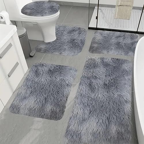 Heavyoff Lot de 5 Tapis de Bain et Tapis Contour WC en Microfibre Super Doux, Lavables en Machine, Tapis de Douche Absorbant pour Salle de Bain, Rouge - Nail Gallerys