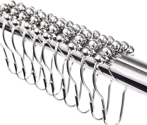 EasyBravo Lot de 24 crochets pour rideau de douche, glissants, anneaux en acier inoxydable antirouille - Nail Gallerys