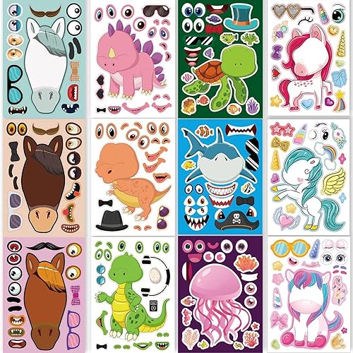 Zepitniy 24 Feuille DIY Animal Autocollants Enfants(Förderung Phantasie Kinder) Autocollant Enfant pour Party Faveurs Événements de Fête Développer Compétences Pratiques Enfants - Nail Gallerys
