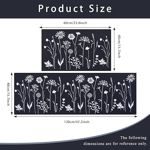 7VSTOHS 2 pièces Tapis Cuisine, Tapis de Cuisine Lavable, Absorbe l'eau et l'huile Tapis de Cuisine, pour Couloir, Salle à Manger, Entrée et Tapis de Porte, 43x75 + 43x120 cm - Nail Gallerys