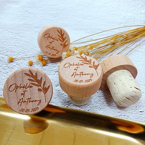 mxn Bouchon Bouteille Personnalisé, Bouchon Liege Bouteille Vin, Cadeau Invité Mariage, Cadeau Mariage Personnalisé (20pcs) - Nail Gallerys
