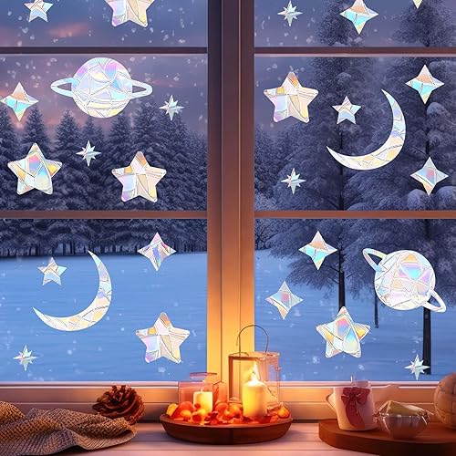 33 Pièces Autocollants Fenêtre Anti-Collision, Suncatcher, Anti Collision, Arc-en-Ciel, Statique, Rainbow Prism, Verre, Non adhésifs, Fenêtres Verre, Attrape-Soleil, Adsorption Électrostatique - Nail Gallerys