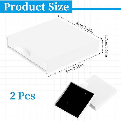 Lot de 2 boîtes cadeau pour bijoux, petites, pour bracelet, collier, bague - Boîte de rangement carrée extensible - Cadeau de Noël - Blanc - Nail Gallerys