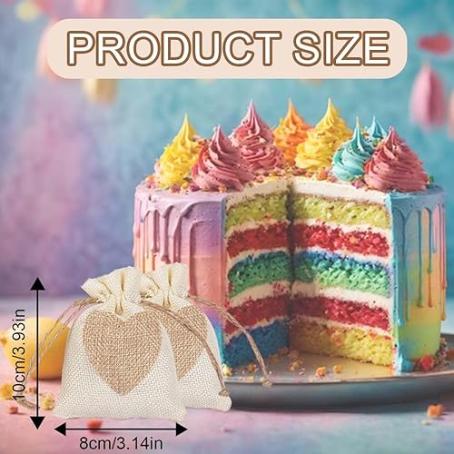 LAJUP 10Pcs Motif de Coeur Sachets en Toile de Jute Pochettes 10 * 8CM, Petit Pochon Dragees pour Dragees Mariage pour Bonbons Adeaux Cadeau Baptême Anniversaire Noël Pâques - Nail Gallerys