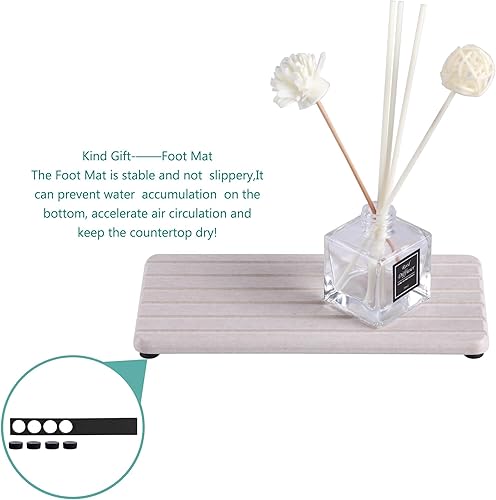 Pierre Absorbante Evier,Diatomite Cuisine Lot de 2 sous-verres rectangulaires absorbants en diatomite, design rainuré, pierre absorbante d'eau utilisée for les savons for les mains, les plantes et les - Nail Gallerys