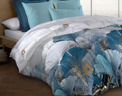 Le linge de Jules Couette Microfibre 220x240 - Imprimée Double-Face - Fibre Creuse 550 grs/m2 - Ginko - Nail Gallerys