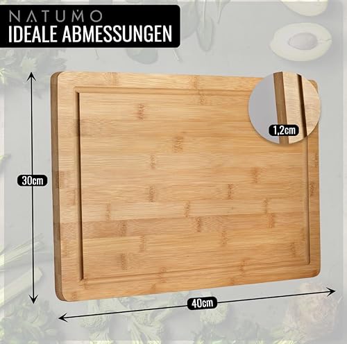 NATUMO ® Planche à découper en bambou avec rainure à jus - 40 x 30 cm - Planche en bois massif - XXL - Nail Gallerys