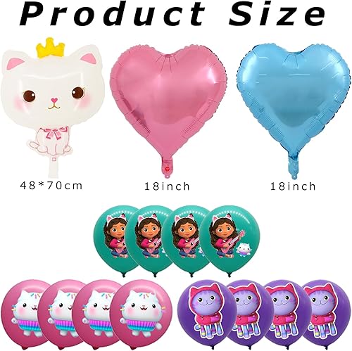 Yoimckay Lot de 15 Gabbys Ballons Anniversaire Décoration, Gabby Chat Decoration Anniversaire, Ballons De Dessin Animé, ballons en Latex et Aluminium, Chats Thème décorations pour fille enfants - Nail Gallerys