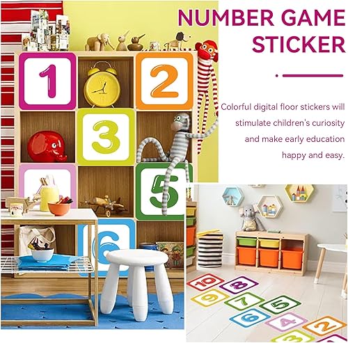 Autocollant De Sol en Treillis à 10 Chiffres, Bricolage Jeu De Marelle Stickers Muraux Autocollants De Sol Papier Peint Coloré Décor Nombres Autocollants Muraux Mural Stickers pour Chambre d'enfant - Nail Gallerys