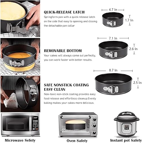 SUBEEN 100PCS Ensemble de plateaux à gâteaux, outil de cuisson rotatif pour la cuisson + ensemble de décoration de gâteaux : Moule à charnière en acier inoxydable antiadhésif (22, 18, 12cm) - Nail Gallerys