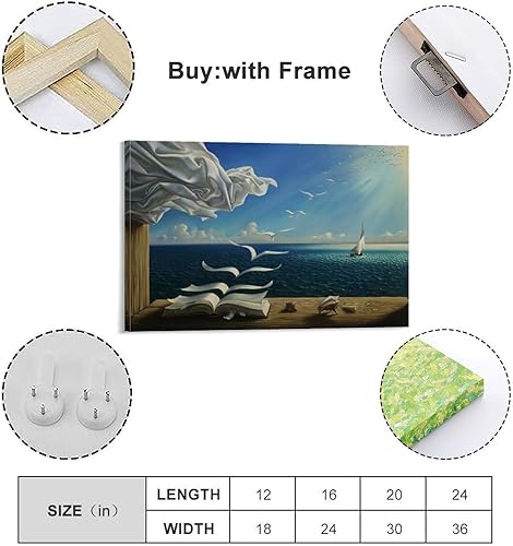 Salvador Dali Peinture sur toile à suspendre Motif livre de vagues 40 x 60 cm - Nail Gallerys