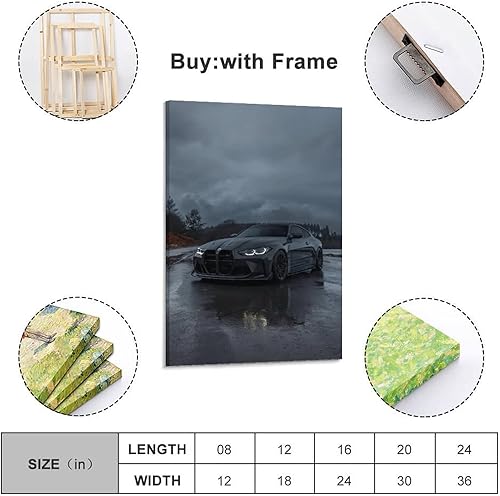 JUNNA Poster de voiture de sport pour BMW G82 M4 Racing Car Super Car Peinture décorative sur toile pour décoration murale et chambre à coucher 40 x 60 cm - Nail Gallerys