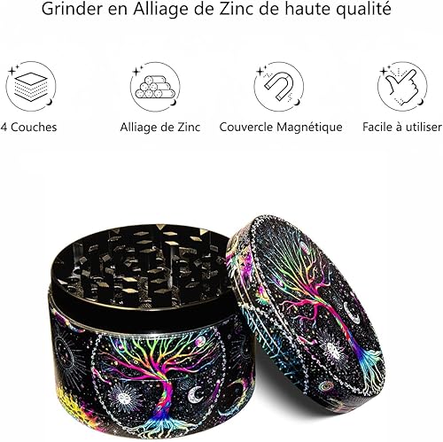 HanTang Spice Grinder Grand moulin à épices 6,1 cm 4 couches - Nail Gallerys