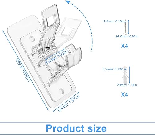 ZIJANG 1 Paire de Support Barre Rideau, Accroche Tringle Rideau Transparent Autocollant, Support Tringle Rideaux Réglable, avec Vis et Tube D'expansion, pour Chambre, Cuisine, Salle de Bain - Nail Gallerys