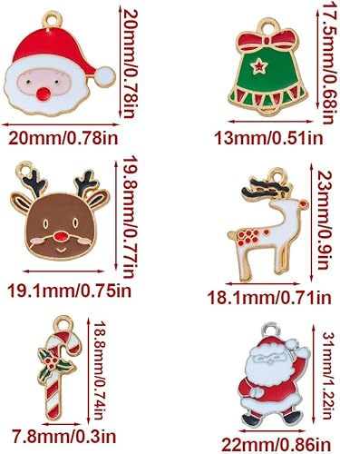 24 Pièces Breloques de Noël pour la fabrication de bijoux, kit creation pendentif noel, breloques en émail doré de Noël, pendentifs de bijoux de festival, pendentifs de breloques de Noël(12 styles) - Nail Gallerys