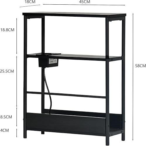 FurnitureR EndTable d'appoint Fine avec Station de Charge pour Petits espaces Table de Chevet étroite à 3 Niveaux Porte-revues Table d'angle pour Salle à Manger, Cuisine, Salon, Chambre à Coucher - Nail Gallerys