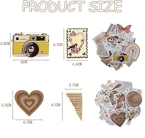 AYNKH Lot de 120 Autocollants Vintage pour Scrapbooking, Stickers Autocollant Rétro Aesthetic pour Journal Scrapbooking DIY Carnet Album Photo, Autocollants Esthétiques Décoratifs - Nail Gallerys