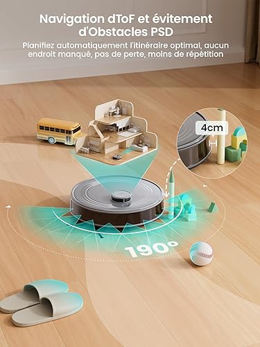 Lefant M2 Robot Aspirateur Laveur avec Cartographie, Aspiration de 5500Pa, Navigation Laser, Technologie d'évitement PSD, Nettoyage Personnalisé, Autonomie de 240 Minutes, Contrôle Via APP/Alexa/WiFi - Nail Gallerys