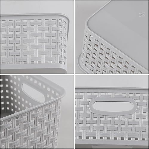 Ucake Panier de Rangement Plastique, Panier Organiseur, Gris, Lot de 6 - Nail Gallerys