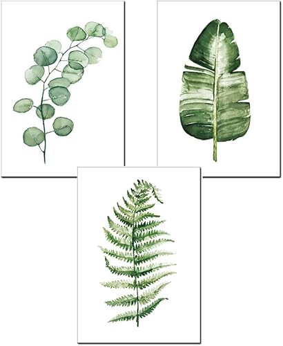 Nicole Knupfer Lot de 3 affiches vintage imprimées avec plantes vertes botaniques et feuilles - Décoration murale (D, 30 x 40 cm) - Nail Gallerys